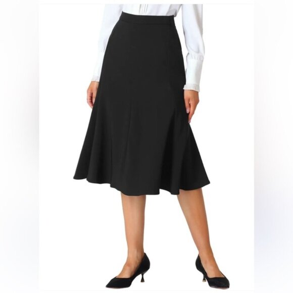 Melanie Lyne Black Flowy A-line skirt Size 10 - Picture 1 of 14